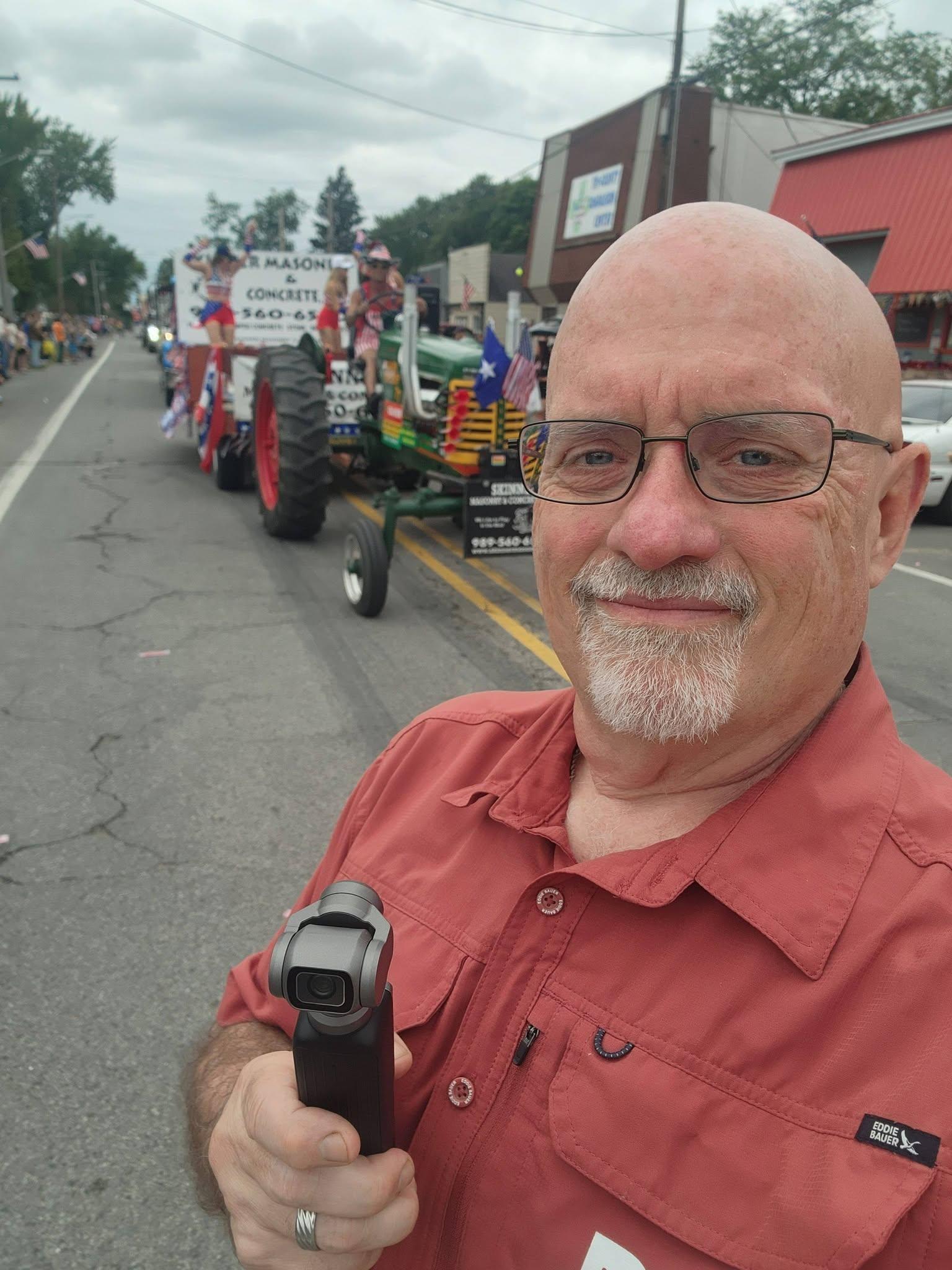 Duane Weed filming at the Trufant Jubilee parade